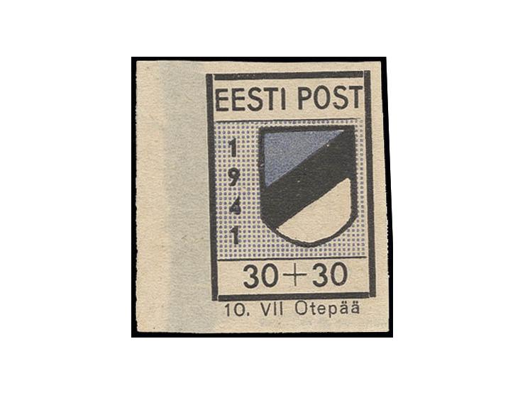 30 K., Type I, aus der linken unteren Bogenecke, rückseitig Spuren der schwarzen Druckfarbe, ungebraucht ohne Gummi, Kabinett