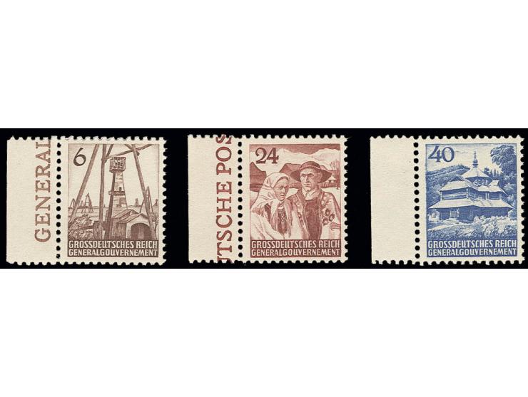 1944, Unverausgabte 6-40 Gr. kpl. mit linkem Bogenrand, postfrisch, tadellos