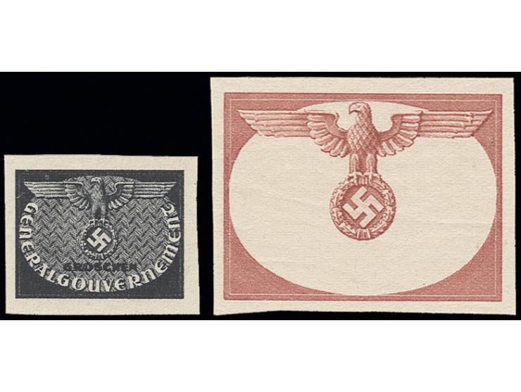 DIENSTMARKEN: 1940, (1Zl.) als ungezähnter Phasendruck ohne Hintergrund und Beschriftung (leichte Gummibüge) und 8 Gr. ungezä