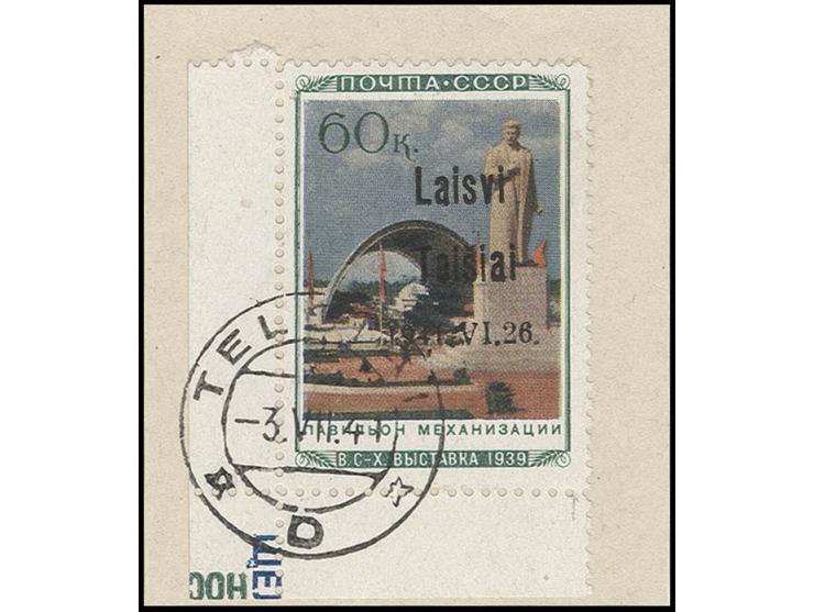 60 K. aus der linken unteren Bogenecke, Aufdruck in den ersten beiden Zeilen in Type III, die Zahlen in Type II, mit Stempel 