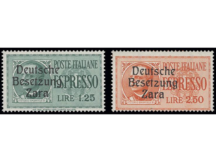 Eilmarken 1,25 - 2,50 L. einheitlich mit Aufdruck von Feld 16 "Fremdtype Z in Zara", postfrisch, Kabinett, u.a. sign. Ludin u