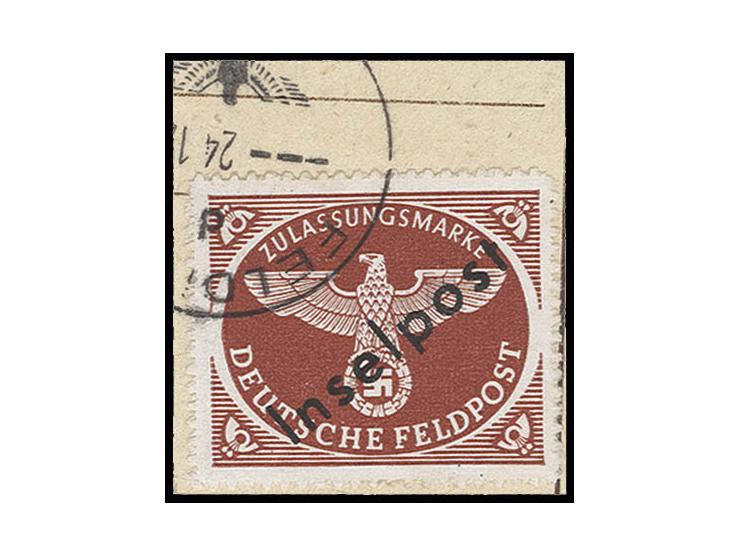  1944, Vukovar-Aufdruck, mit sauberem Teilabschlag des Tagesstempels des Feldpostamtes auf Rhodos auf kleinem Briefstück, seh