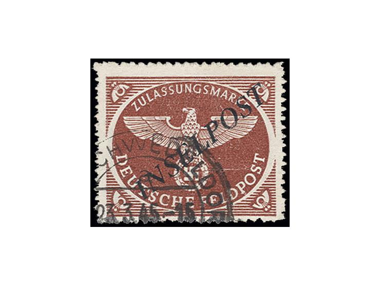 1944, Agramer Aufdruck durchstochen, Aufdruck schwarzblau, Platte I/1, sauber gestempelt "(OBERS)CHWEDELDORF 23.3.45", minima