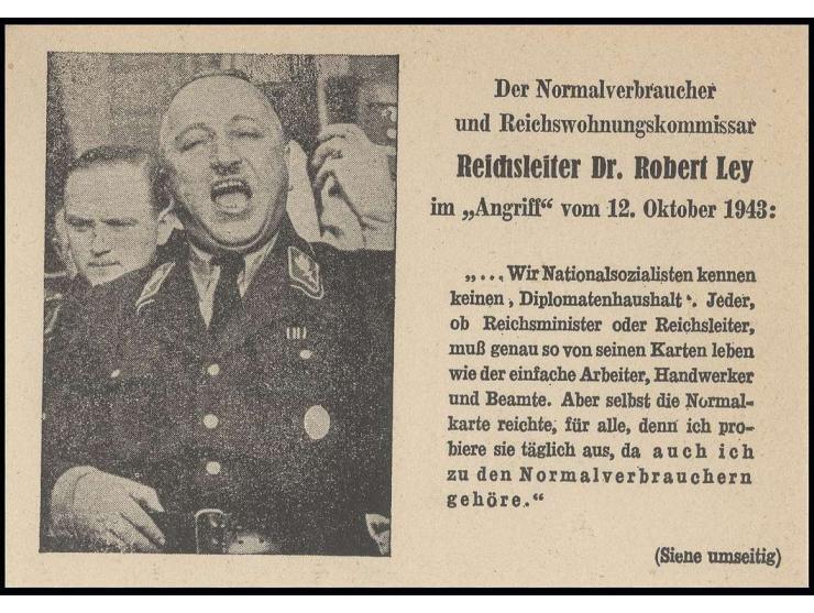 Britische Fälschungen für Deutschland: 3 Pfg. Hitler auf Karte "'Dr. Robert Ley", ungebraucht Pracht
