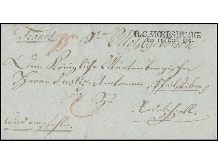 MEERSBURG: "R.3 MOERSBURG den 15. Oct. 810.", L2 sauber auf kpl. Franko-Brief 1810 nach Radolfzell mit handschriftlichem Verm