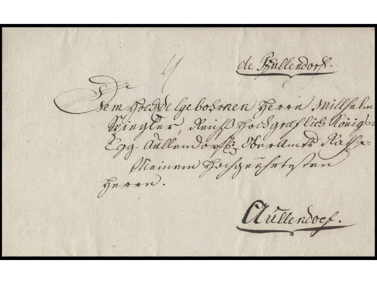 "de Pfullendorf", handschriftlicher Aufgabevermerk auf kpl. Brief 1790 nach Aullendorf