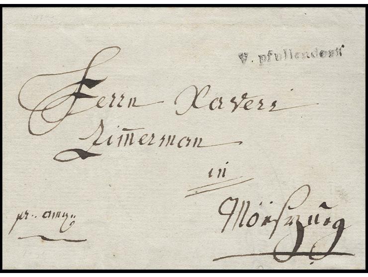 "V. Pfullendorff", L1 voll und sauber auf kpl. Brief 1799 nach Meersburg, Kabinett, einer der seltensten Stempel der badische