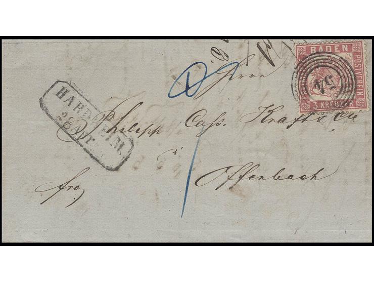 1862, weißer Grund, eng gezähnt: 3 Kr. rosakarmin, farbfrisch und gut gezähnt mit sauberer Nr. "54" und nebengesetztem Ra2 "H
