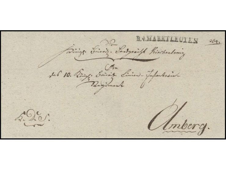 1811/24 (ca.), "R.4.MARKTLEUTEN", L1 auf undatierter Briefhülle nach Amberg, Pracht, handschriftlich sign. P. Sem (Feuser-Nr.
