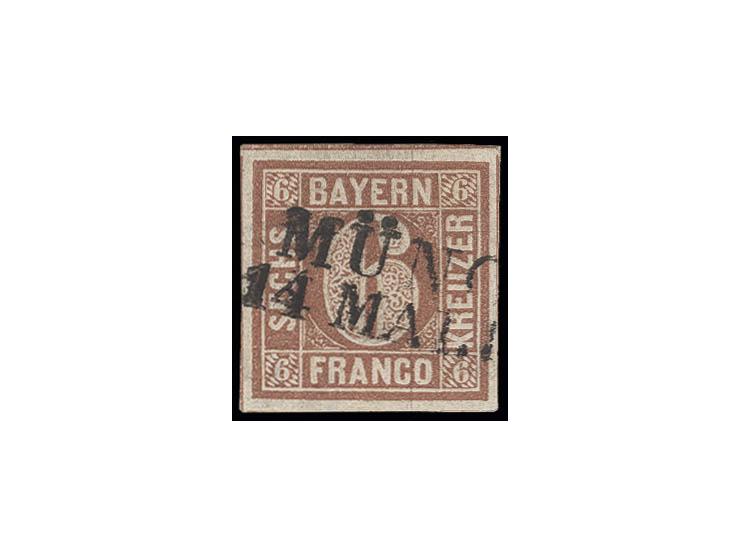 6 Kr. braunorange, allseits gleichmäßig breitrandig mit sauberem L2 von München, Kabinett, sign. Schmitt BPP