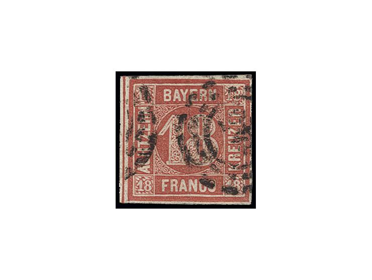 18 Kr. zinnoberrot, sehr schön farbfrisch, voll- bis breitrandig mit oMR, Kabinett, sign. Senf und HK
