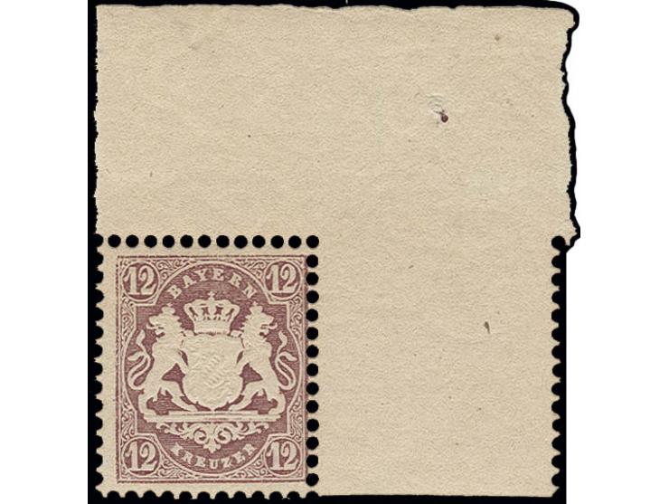 12 Kr. lila mit breitem Oberrand und rechts mit Zwischensteg, farbfrisch und einwandfrei gezähnt, postfrisch, Luxus, sign. Ge