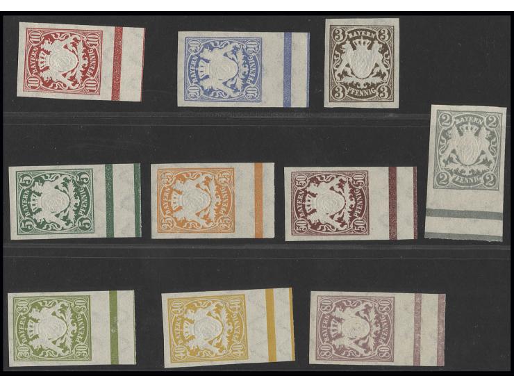 1888/1900, Wappenausgabe, alle ungezähnt existierenden Pfennigwerte in den Hauptnummern kpl., bis auf 3 Pfg. alle vom unteren