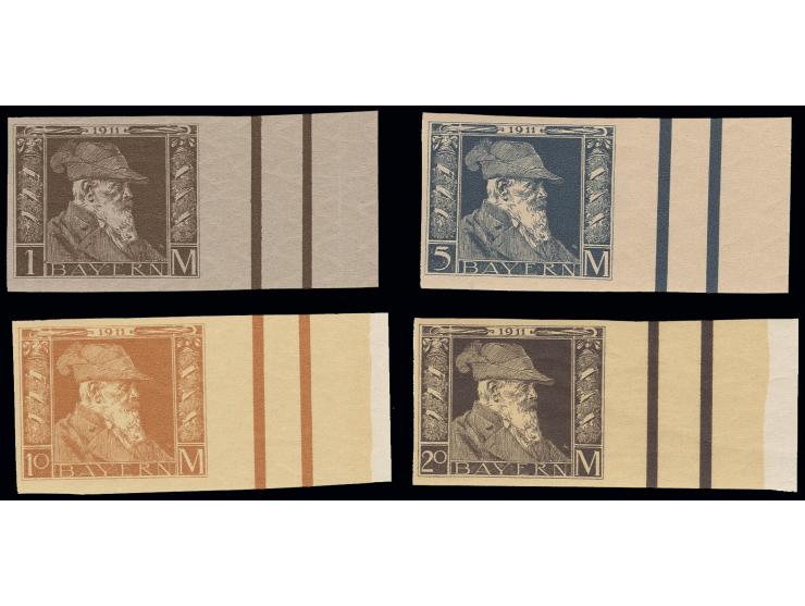 Type II: 1 M.-20 M. ungezähnt, die vier existierenden Markwerte kpl., einheitlich vom rechten Bogenrand, postfrisch, Luxus, u