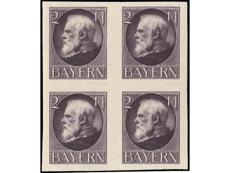 1914, Ludwig 2 M., ungezähnter 4er-Block, postfrisch, Kabinett, sign. Helbig BPP