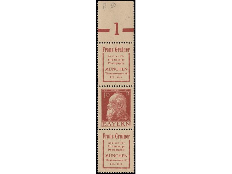 "Franz Grainer"+10+"Franz Grainer", postfrisches Oberrandstück mit Falz im Rand, Kabinett (Mi. 650,-)