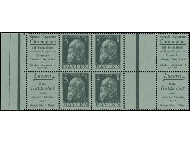 "Chronophon"+5 Pfg. und "Hotel Haldenhof"+5 Pfg. in Einheit mit den gleichen Werten mit Zwischensteg, jedoch ohne abschließen