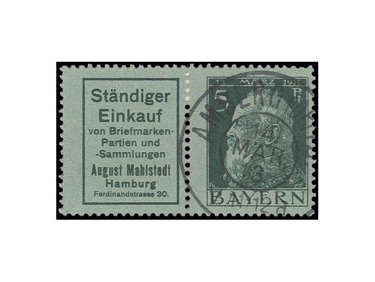 1912/13, "Ständiger Einkauf"+5 Pfg., sauber gestempelt "AMBERG 14. MÄR. 13", Kabinett (Mi. 500,-)
