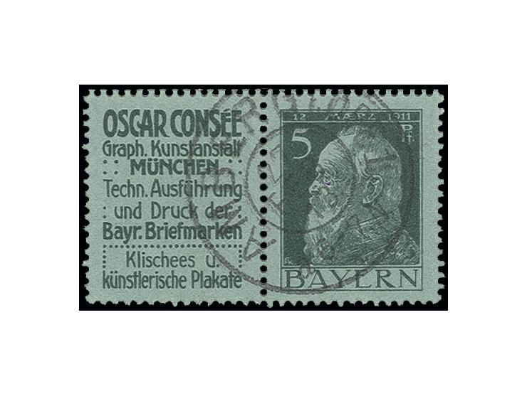"Oscar Consée"+5 Pfg., sauber gestempelt "AMBERG 27. FEB. 13", Kabinett (Mi. 1.100,-)