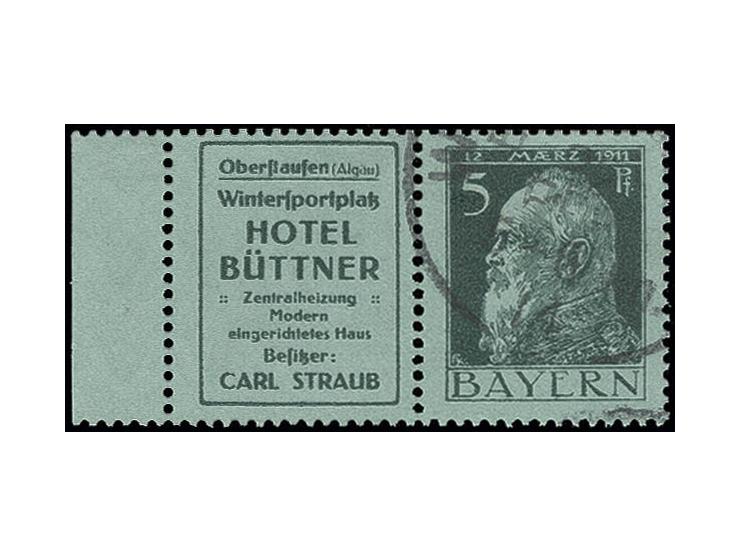 "Hotel Büttner"+5 Pfg., linkes Randstück, gestempelt, Pracht (Mi. 1.100,-)