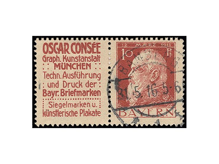 "Oscar Consée"+10 Pfg., gestempelt "BAMBERG 31.5.16", Pracht (Mi. 650,-)