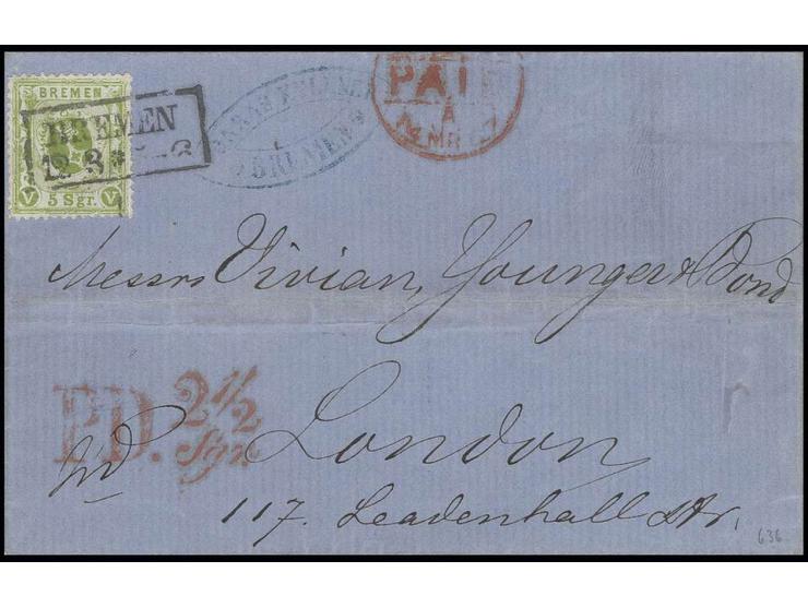 5 Sgr. dunkelgrünlich oliv auf gestrichenem Papier, farbfrisch und gut gezähnt und bis auf kleinen Zahnspalt links unten in t