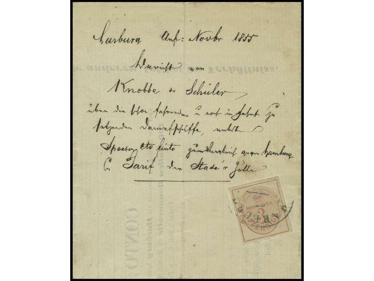 3 Pfg. mattlilarosa, voll- bis breitrandig mit Stempel von Harburg auf kpl. Drucksache ohne Schleife (Baumwollpreise und Frac