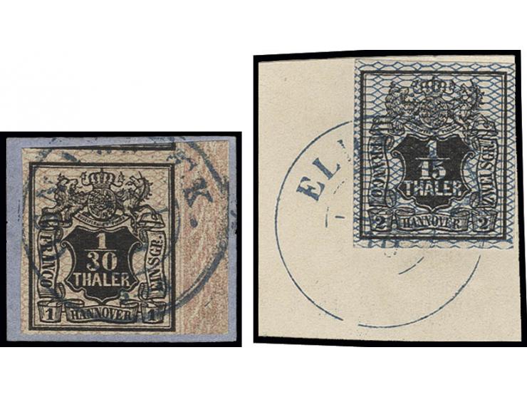1/30 Th., rosa genetzt, voll- bis überrandiges rechtes Randstück mit DKr. von Osnabrück auf Briefstück, Kabinett, sign. Rappa