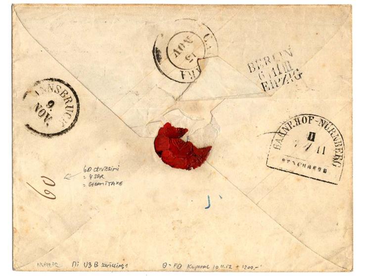 GANZSACHEN: 1851, 3 Sgr. orangegelb, im Großformat mit beigsetztem Ra3 "BERLIN STADTPOST EXP: III 6.11." und L1 "P.P." als Te