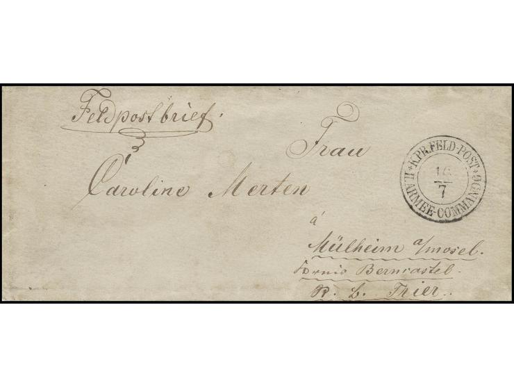 Preußisch-Österreichischer Krieg: 1866, DKr. des mobilen "K. Pr. FELD-POST II. ARMEE-COMMANDO 16/7", sehr seltener Stempel au
