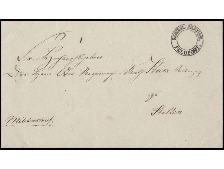 1848, "KÖNIGL. PREUSS. FELDPOST.", DKr. auf "Militairbrief" des 2. Kürassier-Regiments "Königin" (Pommersches Kavallerie-Regi