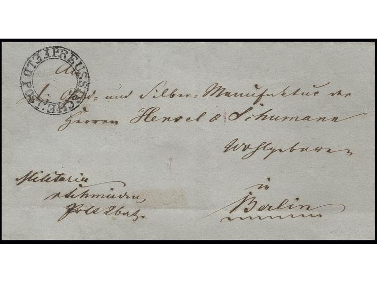 1848, "PREUSSISCHE FELDPOST.", DKr. auf "Militaria"-Brief nach Berlin, ohne "KÖNIGL.", eine andere Form eines seltenen Feldpo