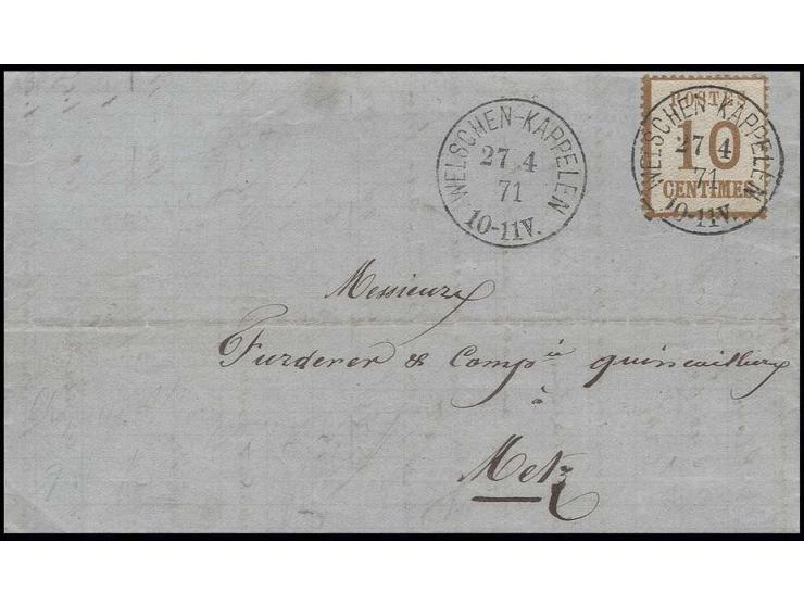 10 C. orangebraun mit sehr seltenem und besonders klarem EKr. "WELSCHEN-KAPPELEN 27 4 71", spätes Datum
