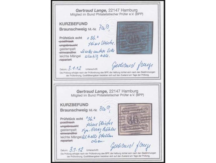 "36" SALDER mit dünnen Balken, jeweils ideal abgeschlagen auf 1853, 2 Silbergroschen blau und 3 Silbergroschen rosa, ganz kle