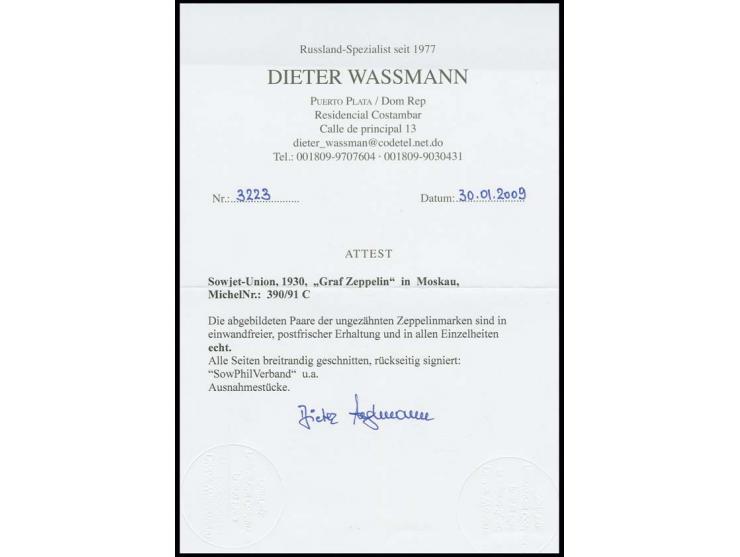 1930, Zeppelin 40 und 80 K. imperforated vertical pairs, mint never hinged, very fine, signed Dr. Jem and certificate Wassman