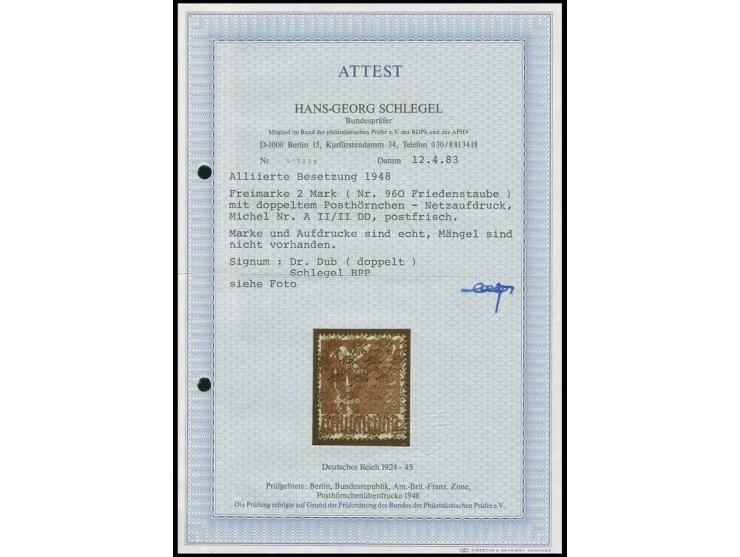 2 M.mit doppeltem Aufdruck, postfrisch, mehrfach sign. und Fotoattest Schlegel BPP (Mi.1400,-)