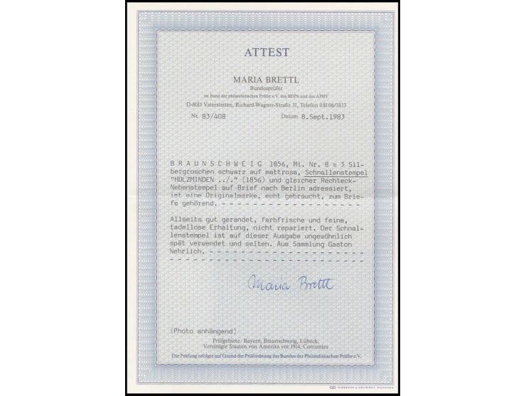 3 Silbergroschen auf mattrosa, allseits voll- bis breitrandig und farbfrisch mit sauber aufgesetztem Schnallenstempel "HOLZMI