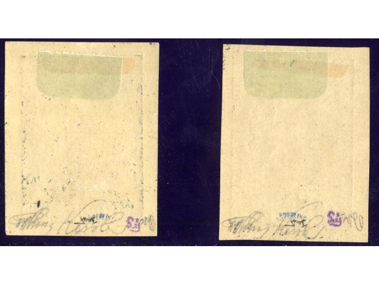 Masaryk 500 h. and 1000 h. imperforated, unused, sign. Benes a.o.
