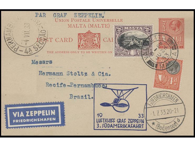 MALTA: 1933, 3. Südamerikafahrt, Karte, Kabinett