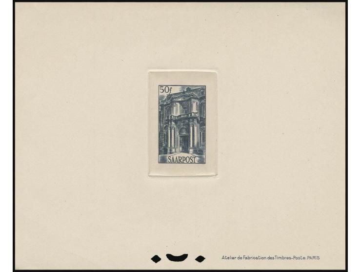 1948, Freimarken 10 C. - 50 Fr. komplett als Ministerblocks (Schutzblättchen entfernt), 10 C. gering fleckig, sonst gute Erha