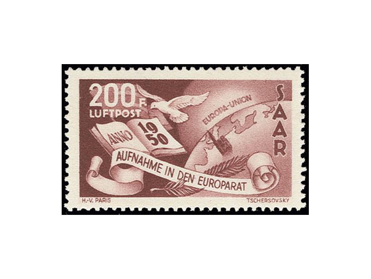 200 Fr. mit Plattenfehler "weißer Punkt hinter F", postfrisch