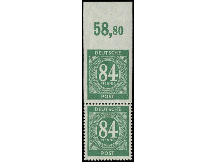 84 Pfg., nur unten gezähntes Oberrandstück im senkrechten Paar mit Normalmarke, postfrisch, sign. Schlegel BPP und Fotoattest