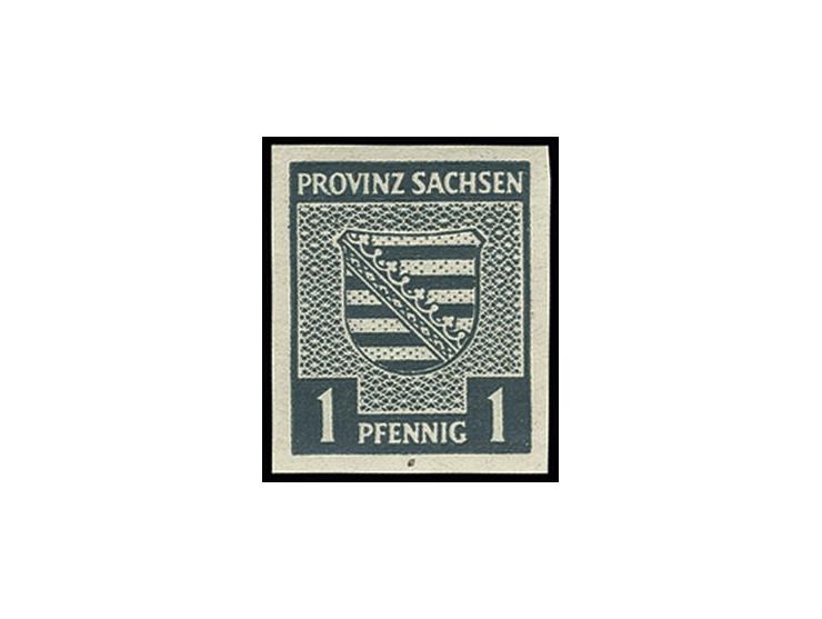 PROVINZ SACHSEN: 1945, Wappen geschnitten mit Wasserzeichen steigend: 1 Pfg., allseits breitrandig, postfrisch in tadelloser 