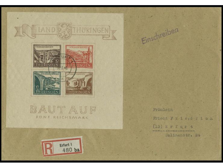 dito, Type IV mit Stempel "ERFURT 30.3.46" auf unterfrankiertem Einschreibe-Ortsbrief, Fotoattest Ströh BPP (Mi. 1.800,-)