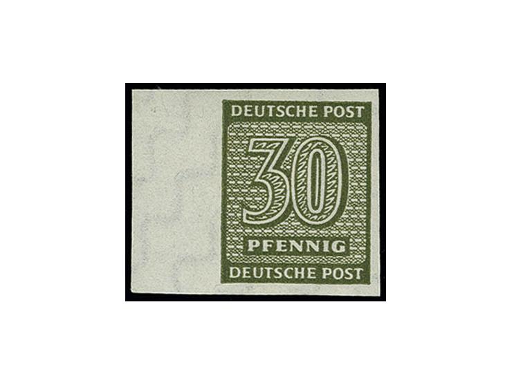 Ziffern gezähnt: 30 Pfg., ungezähntes linkes Randstück, postfrisch, sign. Zierer mit Attest (1977) (Mi. 1.500,-)