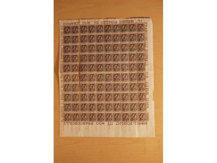 1923/24, Mi.-Nr. 10-14, 2320 Sätze meist in Bogenteilen und gefalteten Bogen sowie Nr. 15-24, 2900 Sätze in gefalteten Bogen 