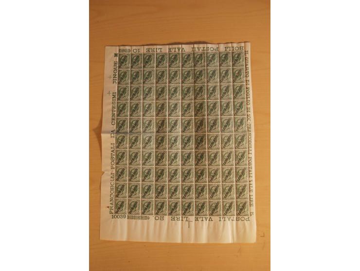 1923/24, Mi.-Nr. 10-14, 2320 Sätze meist in Bogenteilen und gefalteten Bogen sowie Nr. 15-24, 2900 Sätze in gefalteten Bogen 