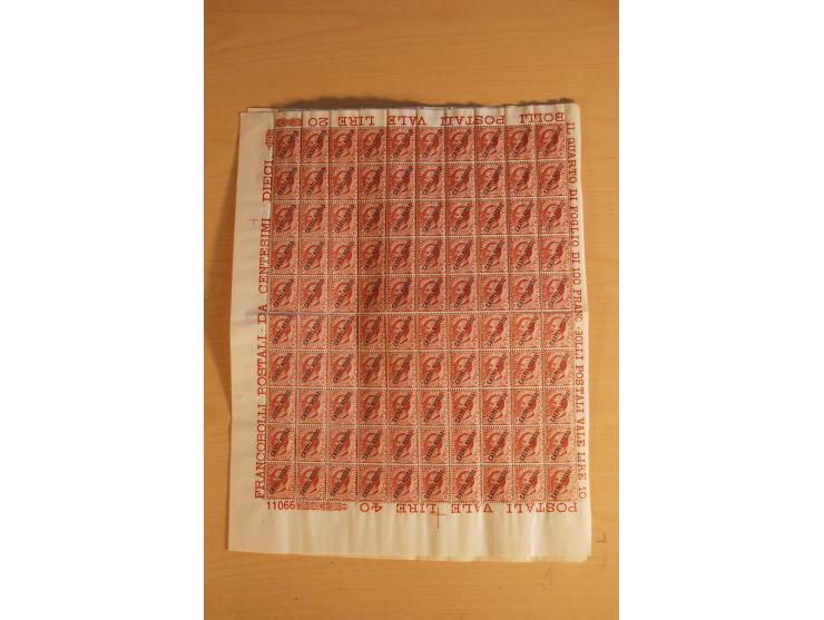 1923/24, Mi.-Nr. 10-14, 2320 Sätze meist in Bogenteilen und gefalteten Bogen sowie Nr. 15-24, 2900 Sätze in gefalteten Bogen 
