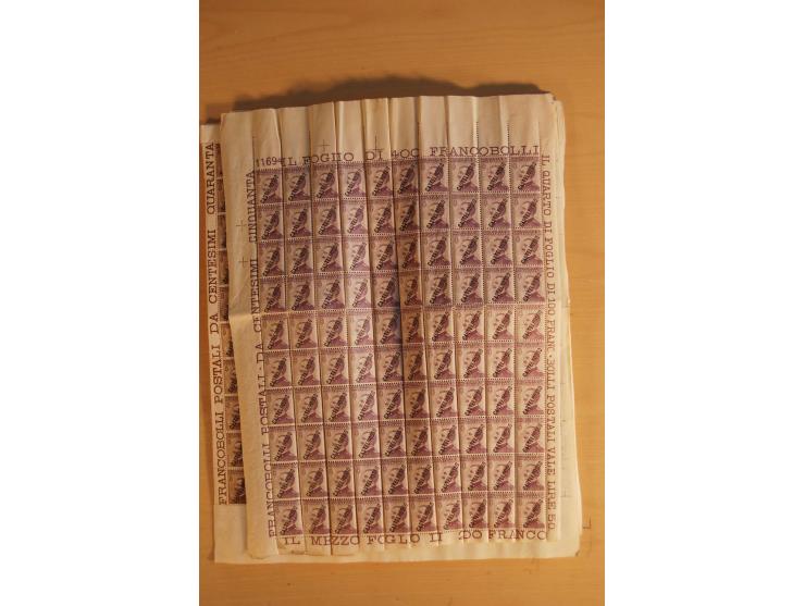 1923/24, Mi.-Nr. 10-14, 2320 Sätze meist in Bogenteilen und gefalteten Bogen sowie Nr. 15-24, 2900 Sätze in gefalteten Bogen 
