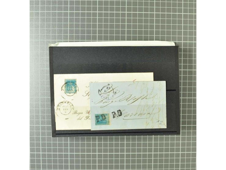 1851/60, überwiegend gestempelte Partie mit Mi.-Nr. 2y (Paar) auf Streifband, Nr. 22 ungebraucht ohne Gummi (beide Attest Hun